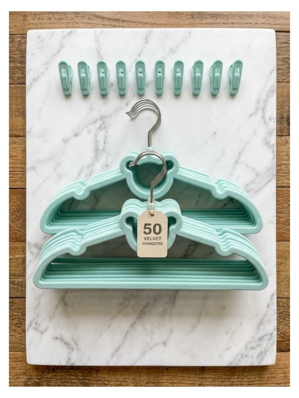Kids Velvet Hangers with Clips 50 Pack Toddler Youth Non Slip Space Saving